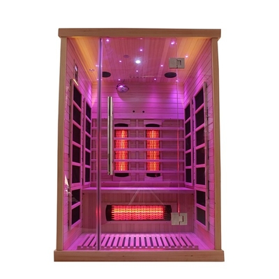 इंडोर होम के लिए 1750W हेमलॉक सॉलिड वुड 2 व्यक्ति इन्फ्रारेड सौना