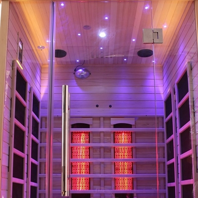इंडोर होम के लिए 1750W हेमलॉक सॉलिड वुड 2 व्यक्ति इन्फ्रारेड सौना