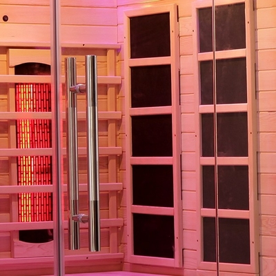 इंडोर होम के लिए 1750W हेमलॉक सॉलिड वुड 2 व्यक्ति इन्फ्रारेड सौना