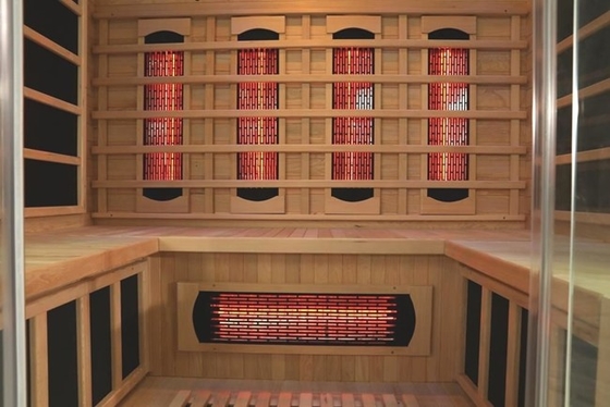 बड़े आकार के घर के अंदर लकड़ी के 4 व्यक्ति सुदूर इन्फ्रारेड सौना 2700W
